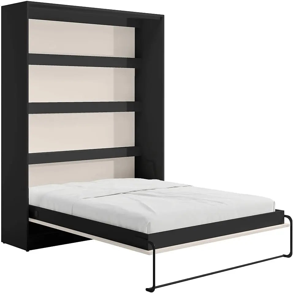 Vente-unique lit – manuel, 160 x 200 cm, noir, beige