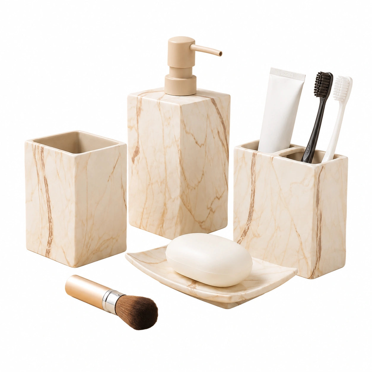 Ensemble de meubles de salle de bain, coloris marron, 4 pièces, pour la salle de bain