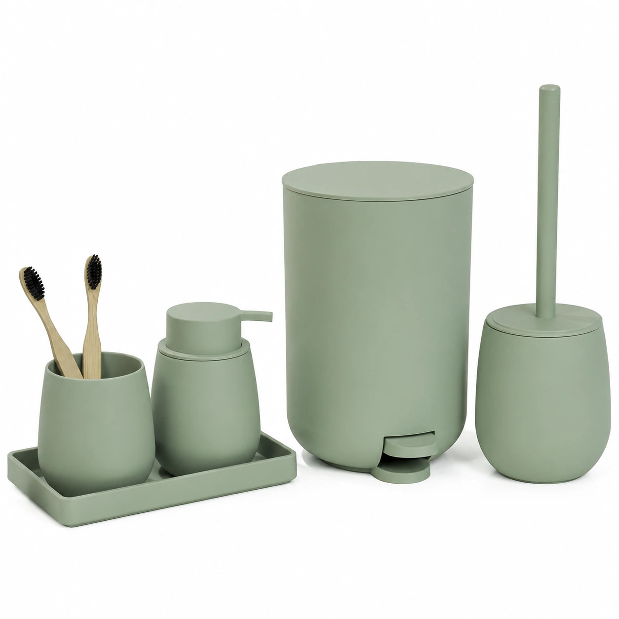 Ensemble de meubles de salle de bain, coloris vert, 5 pièces, pour la salle de bain
