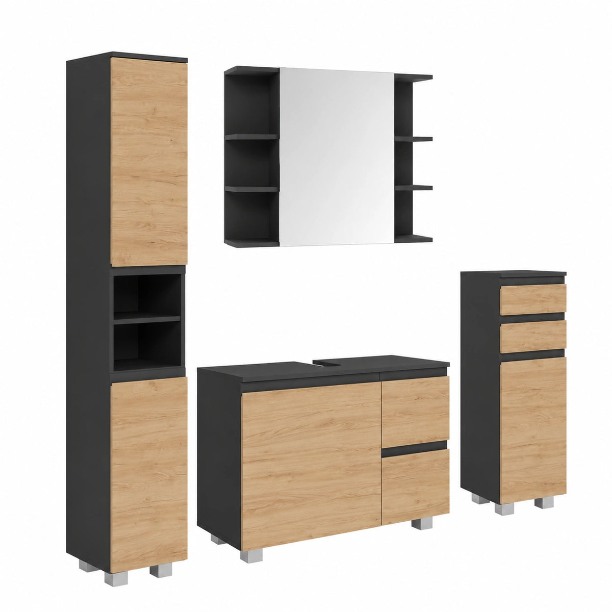 Ensemble de meubles de salle de bain, coloris gris, pour la salle de bain