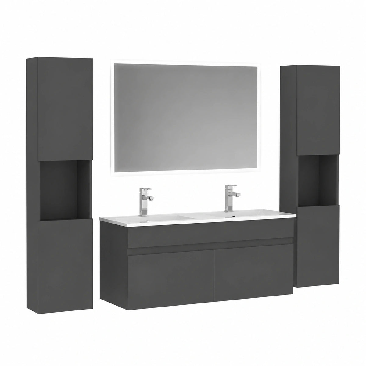Armoire, avec rangement, coloris anthracite, pour la chambre