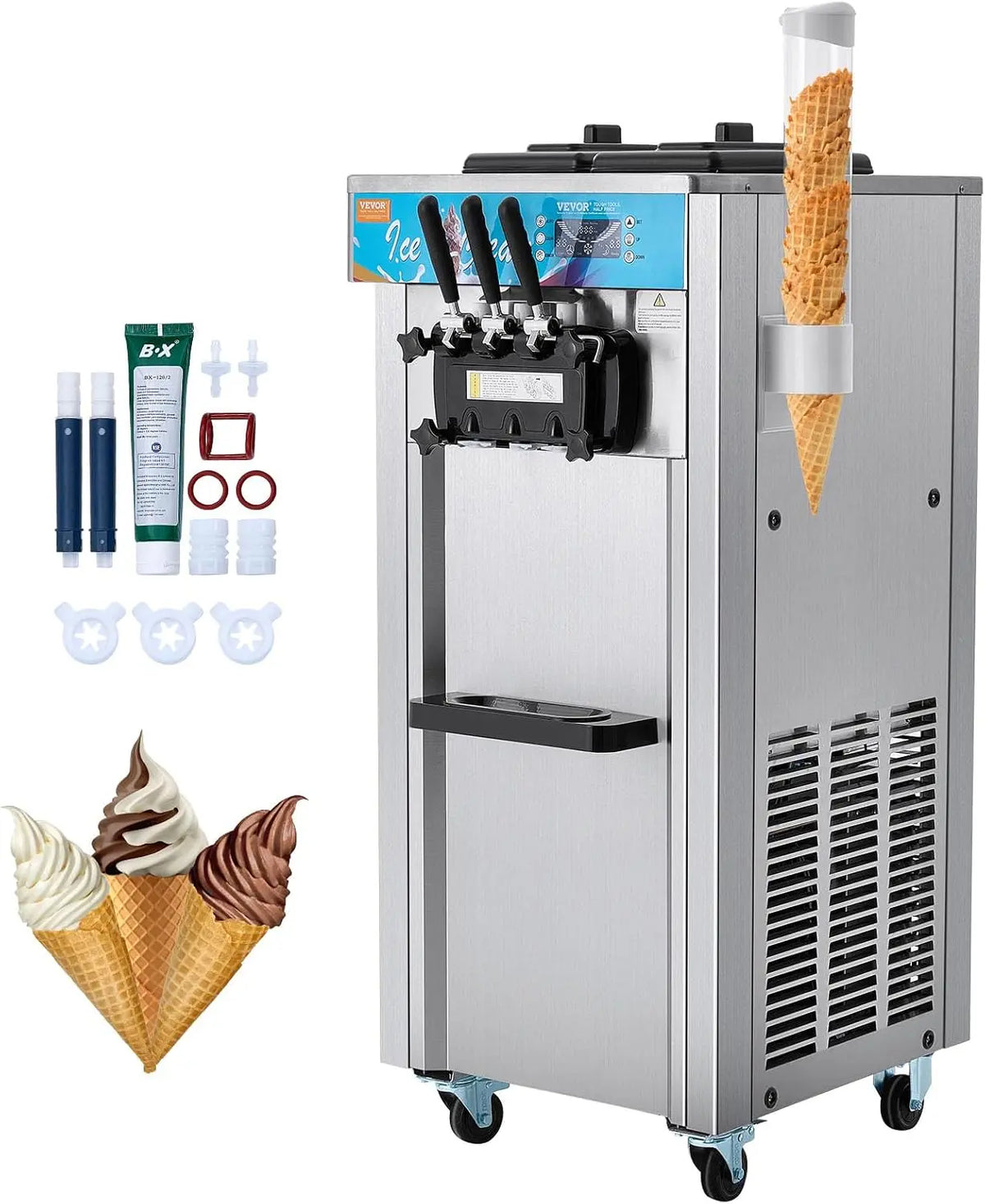 VEVOR machine à glaces – 1500 W, 31 L / 5 L, crème