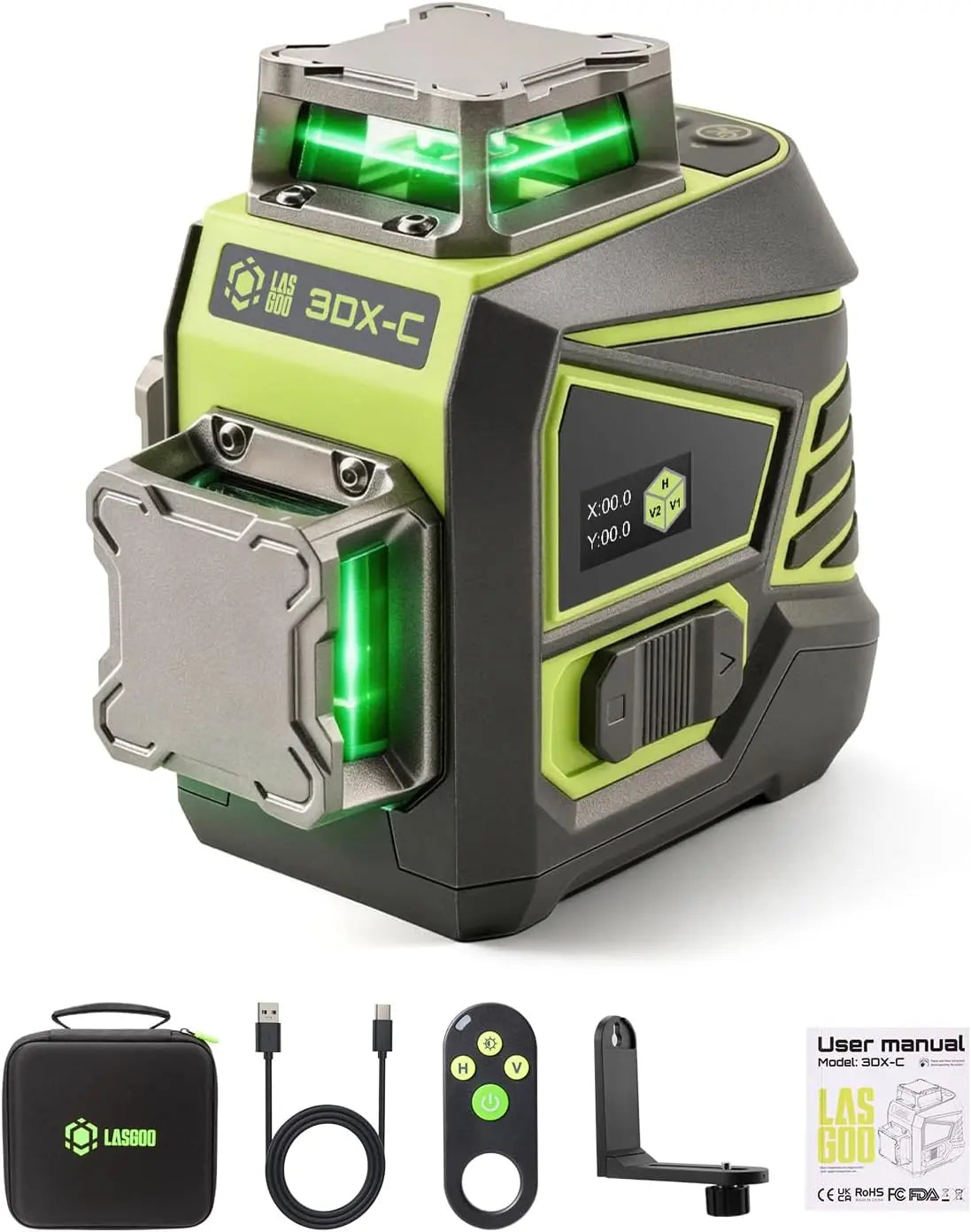 LASGOO télémètre ou niveau laser 3DX-C – vert