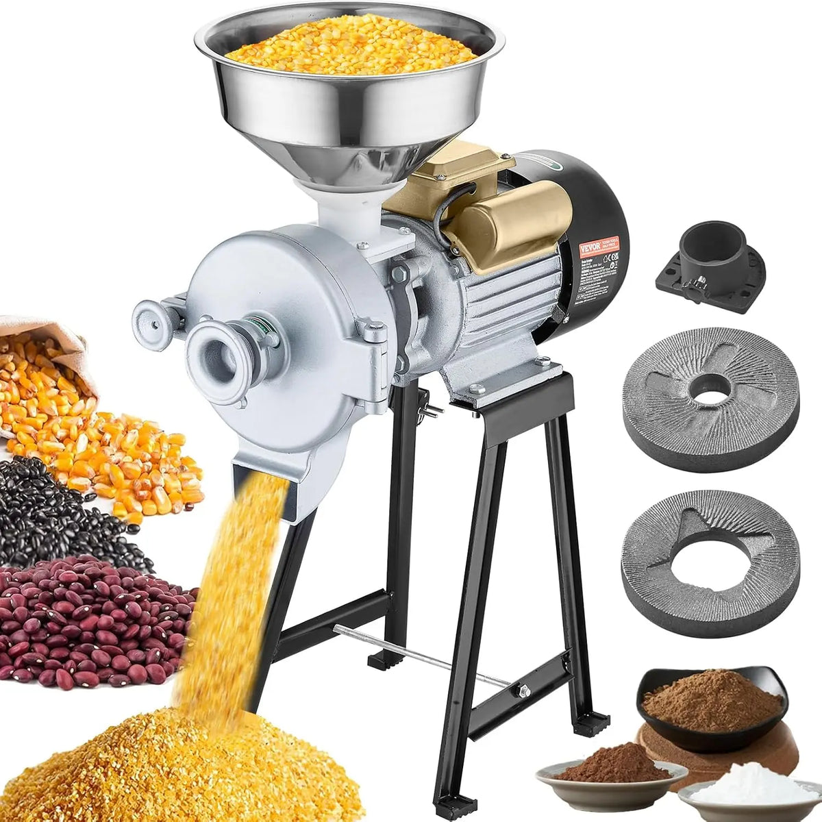 VEVOR moulin alimentaire – électrique, 3000 W, argenté