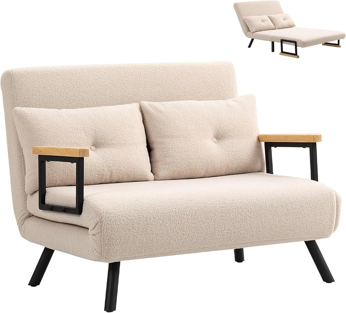 HOMCOM canapé – 2 Places, beige