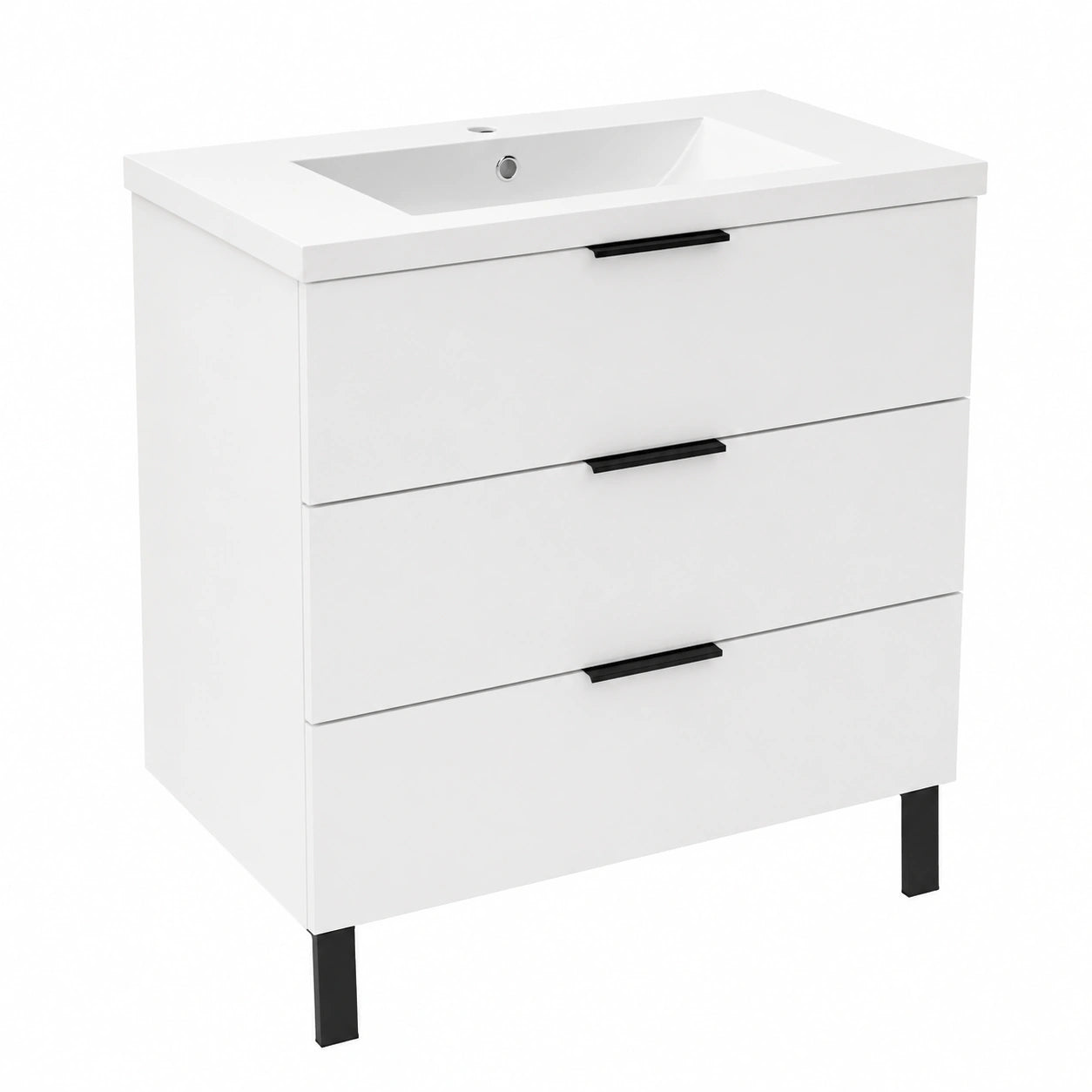 Ensemble de meubles de salle de bain, avec tiroirs, coloris blanc, pour la salle de bain