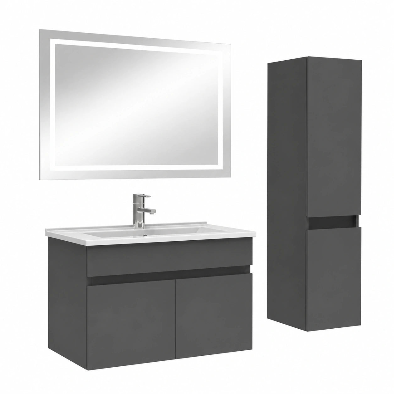 Ensemble de meubles de salle de bain, coloris anthracite, pour la salle de bain