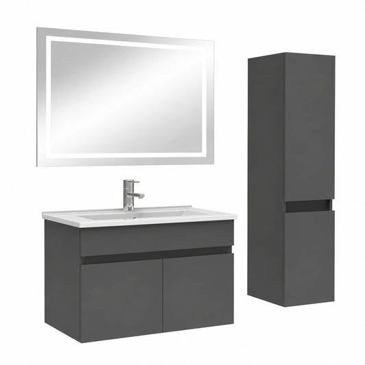 Ensemble de meubles de salle de bain, coloris anthracite, pour la salle de bain