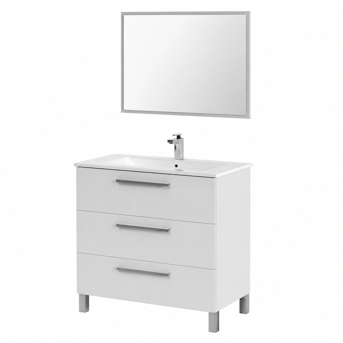 Ensemble de meubles de salle de bain, avec tiroirs, coloris blanc, 80 x 86 x 45 cm, pour la salle de bain