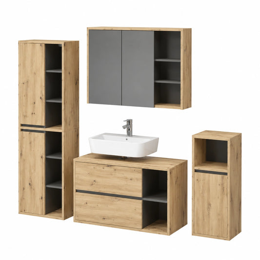 Ensemble de meubles de salle de bain, coloris marron, pour la salle de bain