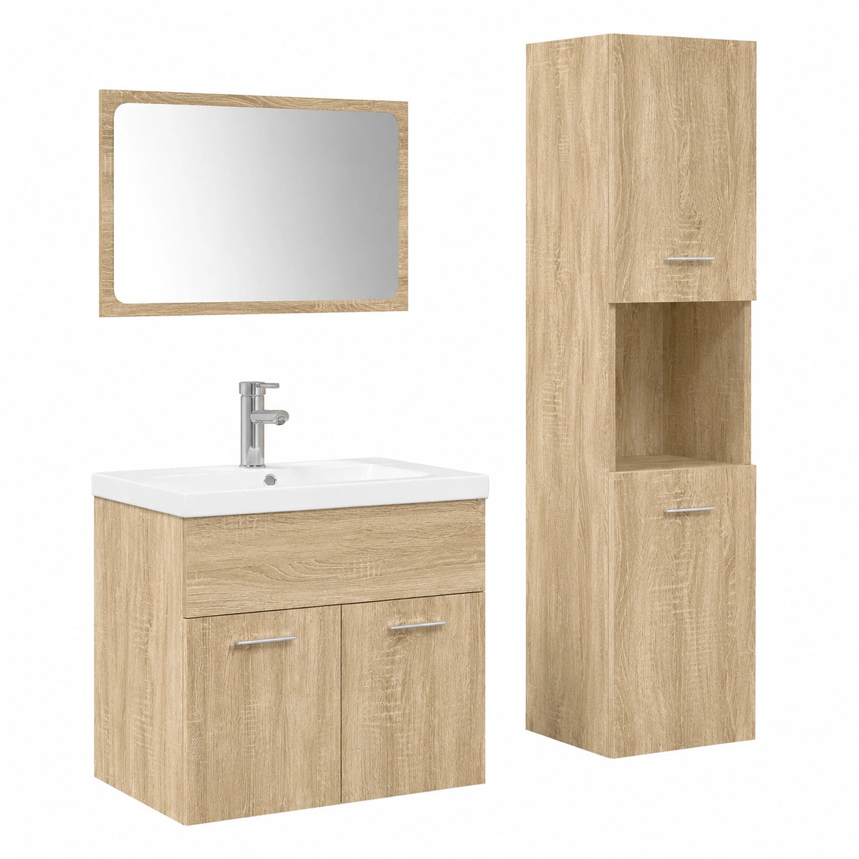 Ensemble de meubles de salle de bain, en chêne, 4 pièces, pour la salle de bain