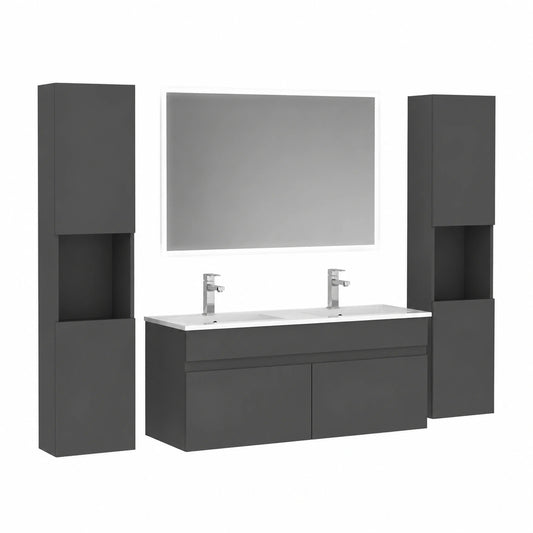 Armoire, avec rangement, coloris anthracite, pour la chambre