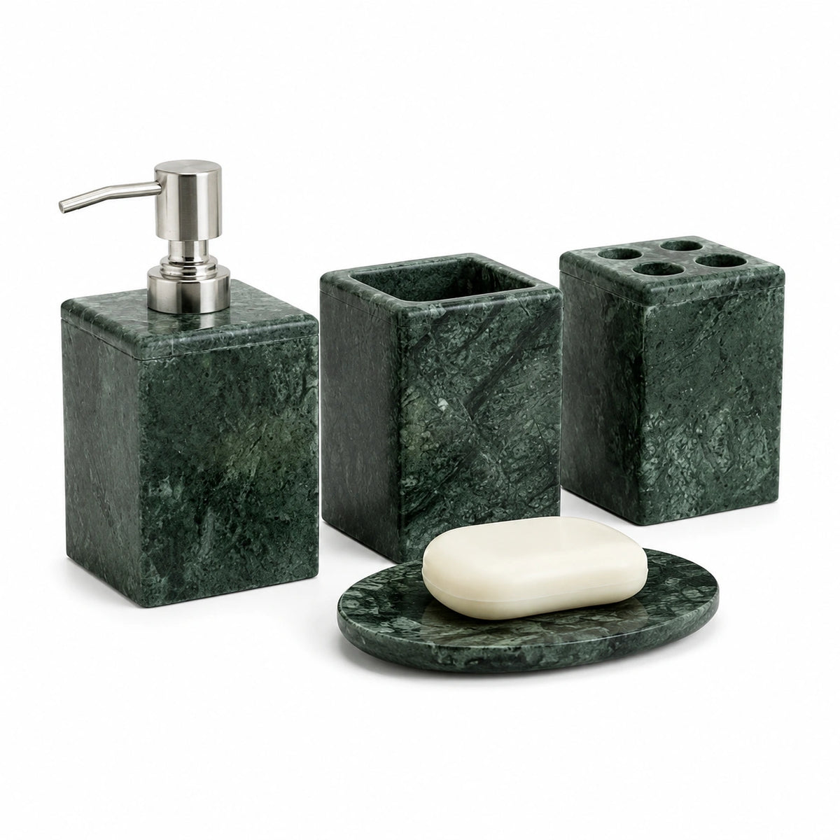 Ensemble de meubles de salle de bain, coloris naturel et vert, pour la salle de bain