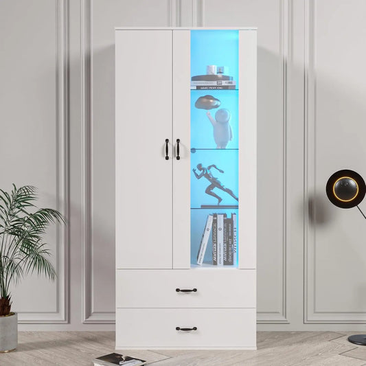 BTM vitrine – 182x60x35cm, blanc