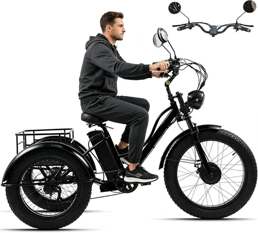 Tricycle – électrique, 48 V, 18 Ah, noir