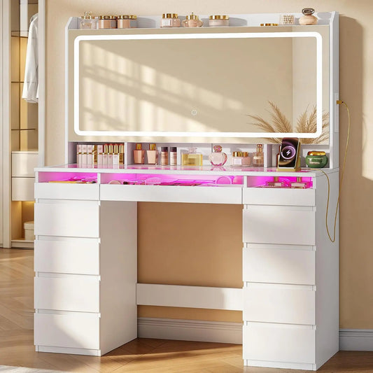 Hzuaneri coiffeuse – 40 x 108 x 144 cm, blanc