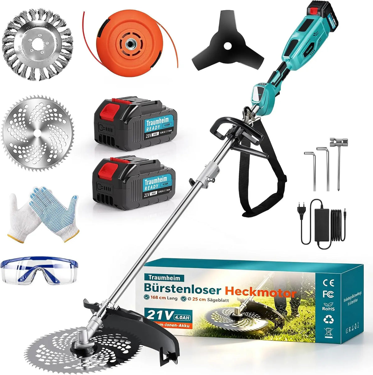 Débroussailleuse outil de coupe pour jardin – 950W, 4,0 Ah